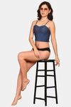 Prettycat Women Lightly Padded Denim Bralette Crop Top - Navy — thumbnail 4