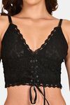 Prettycat Crop Top Bralette With Lace-Up Front Closure - Black — thumbnail 5
