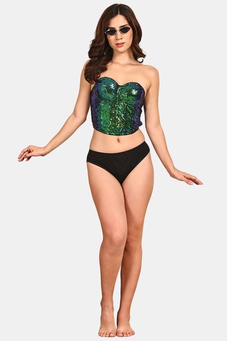 Prettycat Corset Luxury Crop Top Bralette For Nightclub & Party - Green — image 4