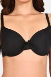 Prettycat Women Lightly Padded Underwire Plunge Bra With Bow - Black — thumbnail 5