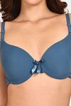 Prettycat Women Lightly Padded Underwire Plunge Bra With Bow - Green — thumbnail 5