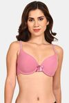 Prettycat Women Lightly Padded Underwire Plunge Bra With Bow - Pink — thumbnail 1