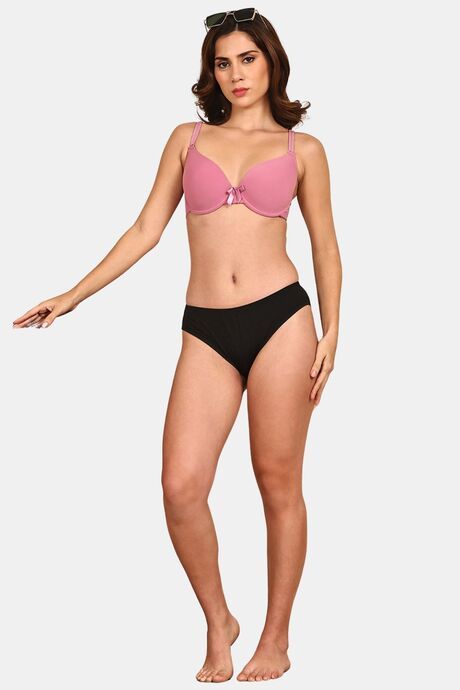 Prettycat Women Lightly Padded Underwire Plunge Bra With Bow - Pink — image 4