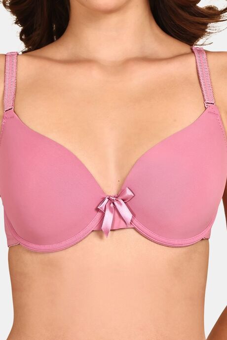 Prettycat Women Lightly Padded Underwire Plunge Bra With Bow - Pink — image 5