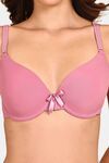 Prettycat Women Lightly Padded Underwire Plunge Bra With Bow - Pink — thumbnail 5