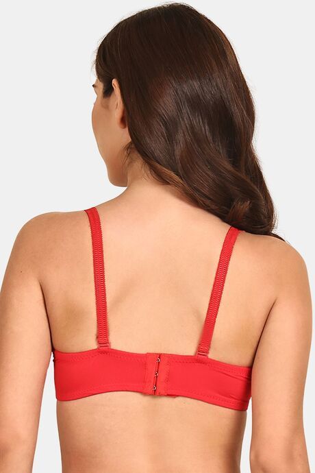 Prettycat Women Lightly Padded Underwire Plunge Bra With Bow - Red — image 3