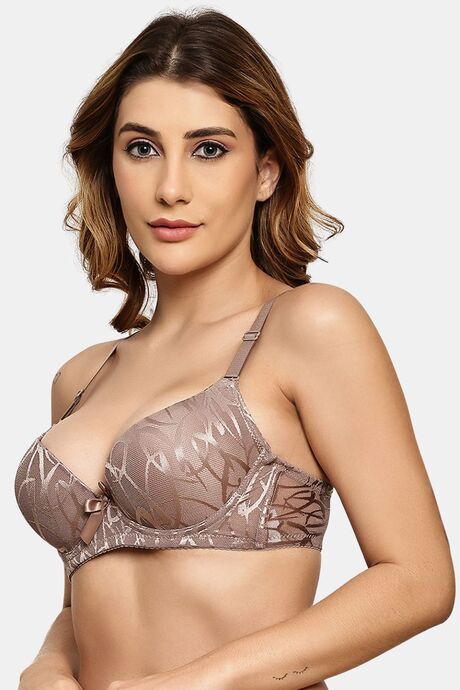 Prettycat Women Pushup Padded T-Shirt Bra With Center Bow - Brown — image 2