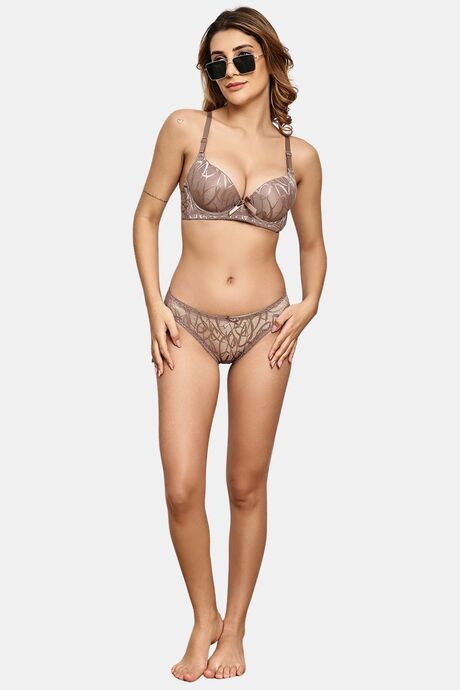 Prettycat Women Pushup Padded T-Shirt Bra With Center Bow - Brown — image 4