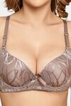 Prettycat Women Pushup Padded T-Shirt Bra With Center Bow - Brown — thumbnail 5