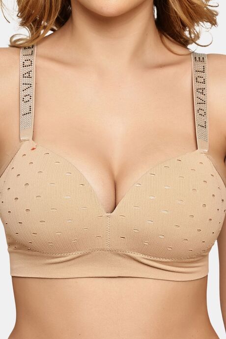 Prettycat Women Lightly Padded T-Shirt Bra With Rhinestone Strap - Beige — image 5
