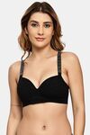 Prettycat Women Lightly Padded T-Shirt Bra With Rhinestone Strap - Black — thumbnail 1