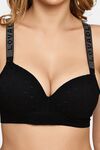 Prettycat Women Lightly Padded T-Shirt Bra With Rhinestone Strap - Black — thumbnail 5
