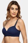 Prettycat Women Lightly Padded T-Shirt Bra With Rhinestone Strap - Blue — thumbnail 2