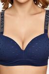 Prettycat Women Lightly Padded T-Shirt Bra With Rhinestone Strap - Blue — thumbnail 5