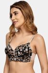 Prettycat Lightly Padded Underwire T-Shirt Bra With Floral Lace - Beige — thumbnail 2