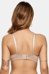 Prettycat Lightly Padded Underwire T-Shirt Bra With Floral Lace - Beige — thumbnail 3