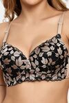 Prettycat Lightly Padded Underwire T-Shirt Bra With Floral Lace - Beige — thumbnail 5
