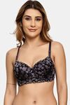 Prettycat Lightly Padded Underwire T-Shirt Bra With Floral Lace - Grey — thumbnail 1