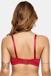 Prettycat Lightly Padded Underwire T-Shirt Bra With Floral Lace - Red — thumbnail 3