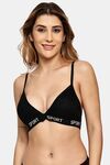Prettycat Lightly Padded Nonwired Triangle Cup Bralette For Women - Black — thumbnail 1
