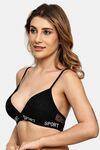 Prettycat Lightly Padded Nonwired Triangle Cup Bralette For Women - Black — thumbnail 2