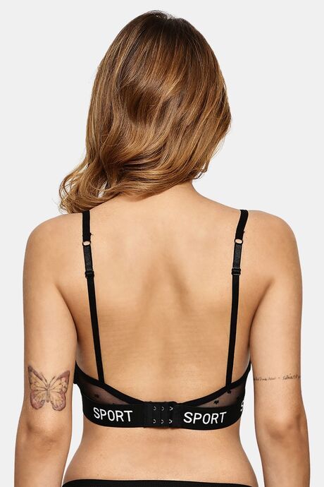 Prettycat Lightly Padded Nonwired Triangle Cup Bralette For Women - Black — image 3