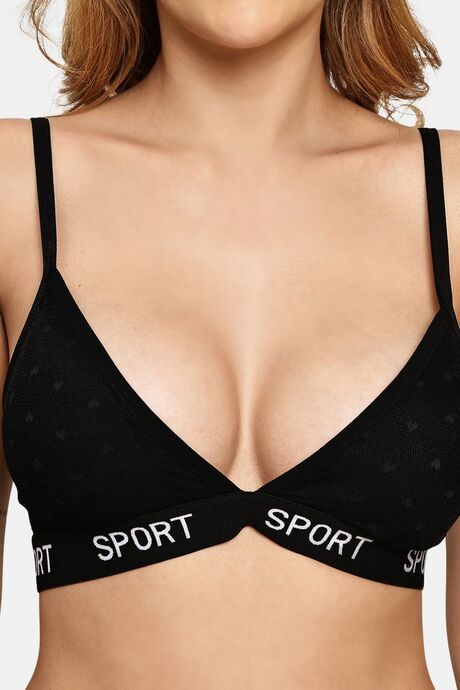 Prettycat Lightly Padded Nonwired Triangle Cup Bralette For Women - Black — image 5
