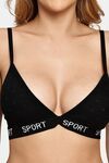 Prettycat Lightly Padded Nonwired Triangle Cup Bralette For Women - Black — thumbnail 5