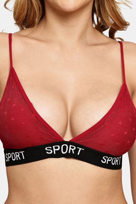 Prettycat Lightly Padded Nonwired Triangle Cup Bralette For Women - Maroon — image 5