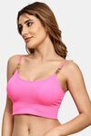 Prettycat Removable Cup Bralette Bra For Women - Pink — thumbnail 2