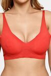 Prettycat Wireless Removable Cup Sports Bra For Women - Red — thumbnail 5