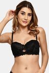 Prettycat Pushup Padded Underwire Lace Bra For Women - Black — thumbnail 1