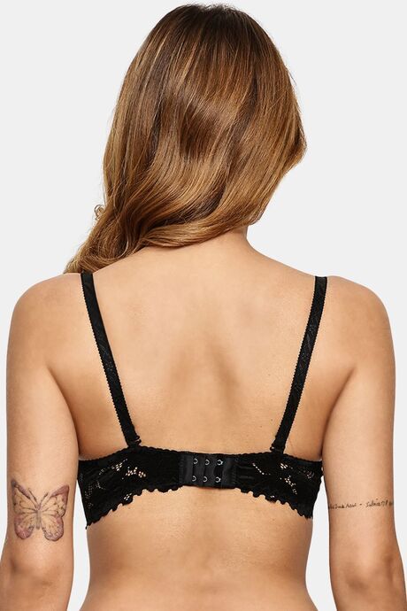 Prettycat Pushup Padded Underwire Lace Bra For Women - Black — image 3