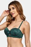 Prettycat Pushup Padded Underwire Lace Bra For Women - Green — thumbnail 2