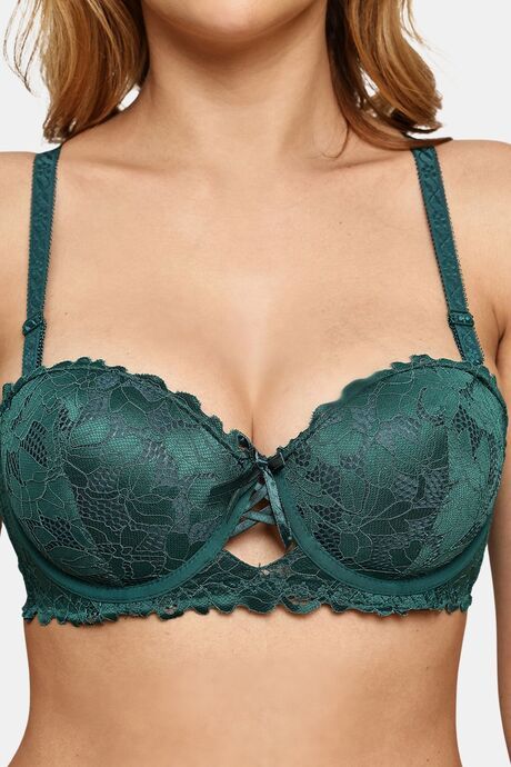 Prettycat Pushup Padded Underwire Lace Bra For Women - Green — image 5