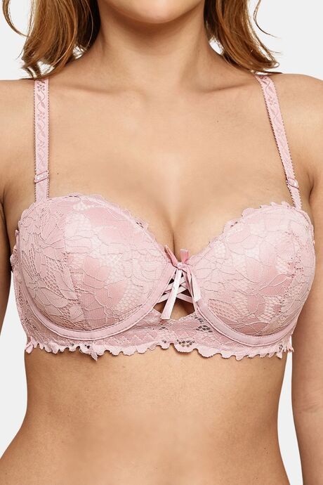 Prettycat Pushup Padded Underwire Lace Bra For Women - Mauve — image 5