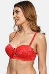 Prettycat Pushup Padded Underwire Lace Bra For Women - Red — thumbnail 2