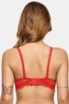 Prettycat Pushup Padded Underwire Lace Bra For Women - Red — thumbnail 3