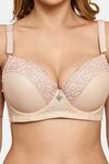 Prettycat Underwire Lace T-Shirt For Women  - Beige — thumbnail 5