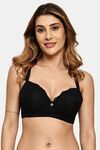 Prettycat Underwire Lace T-Shirt For Women  - Black — thumbnail 1