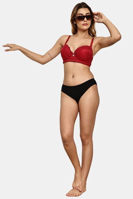 Prettycat Underwire Lace T-Shirt For Women  - Red — image 4