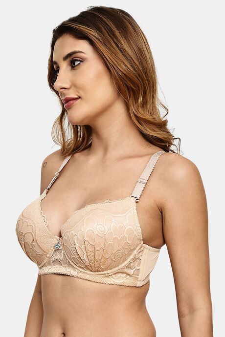 Prettycat Underwire Floral Lace T-Shirt For Women  - Beige — image 2