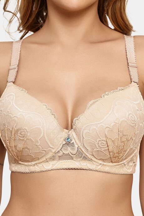 Prettycat Underwire Floral Lace T-Shirt For Women  - Beige — image 5