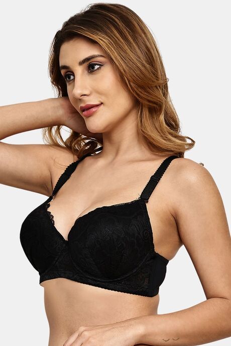 Prettycat Underwire Floral Lace T-Shirt For Women  - Black — image 2