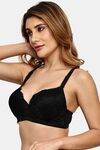 Prettycat Underwire Floral Lace T-Shirt For Women  - Black — thumbnail 2