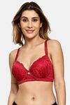 Prettycat Underwire Floral Lace T-Shirt For Women  - Red — thumbnail 1