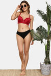 Prettycat Underwire Floral Lace T-Shirt For Women  - Red — thumbnail 4