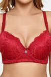 Prettycat Underwire Floral Lace T-Shirt For Women  - Red — thumbnail 5