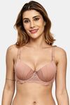Prettycat Pushup Padded Underwire Lace T-Shirt Bra For Women - Beige — thumbnail 1