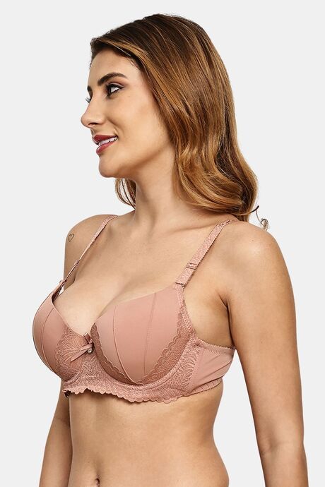Prettycat Pushup Padded Underwire Lace T-Shirt Bra For Women - Beige — image 2